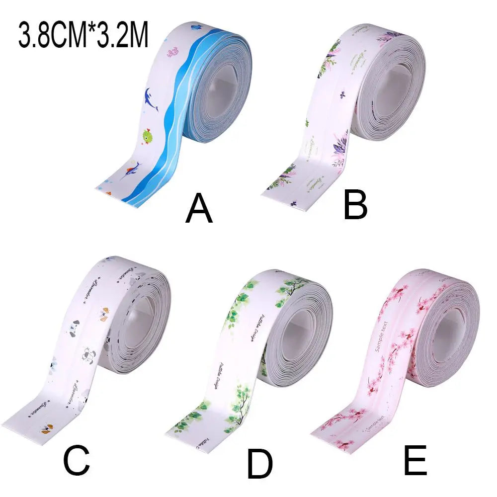 Kitchen Bathroom Sink Edge Self Adhesive Kitchen Waterproof Sealant Tape PVC Sealing Strip Waterproof Strips