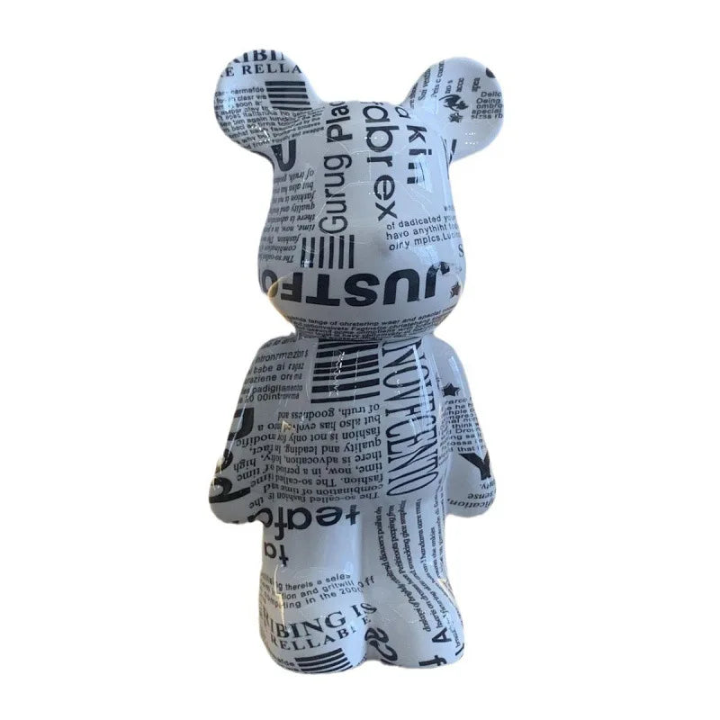 28cm Building Block Bear Statue DIY Creative Animal Sculpture Art Decor Unique Gift for Collectors  Kids Cool Desk Display Model