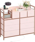 9 Drawer Storage Bedroom Dresser TV Stand |   Multi-Functional with Built-in Charging Station Tall Dresser for Closet O