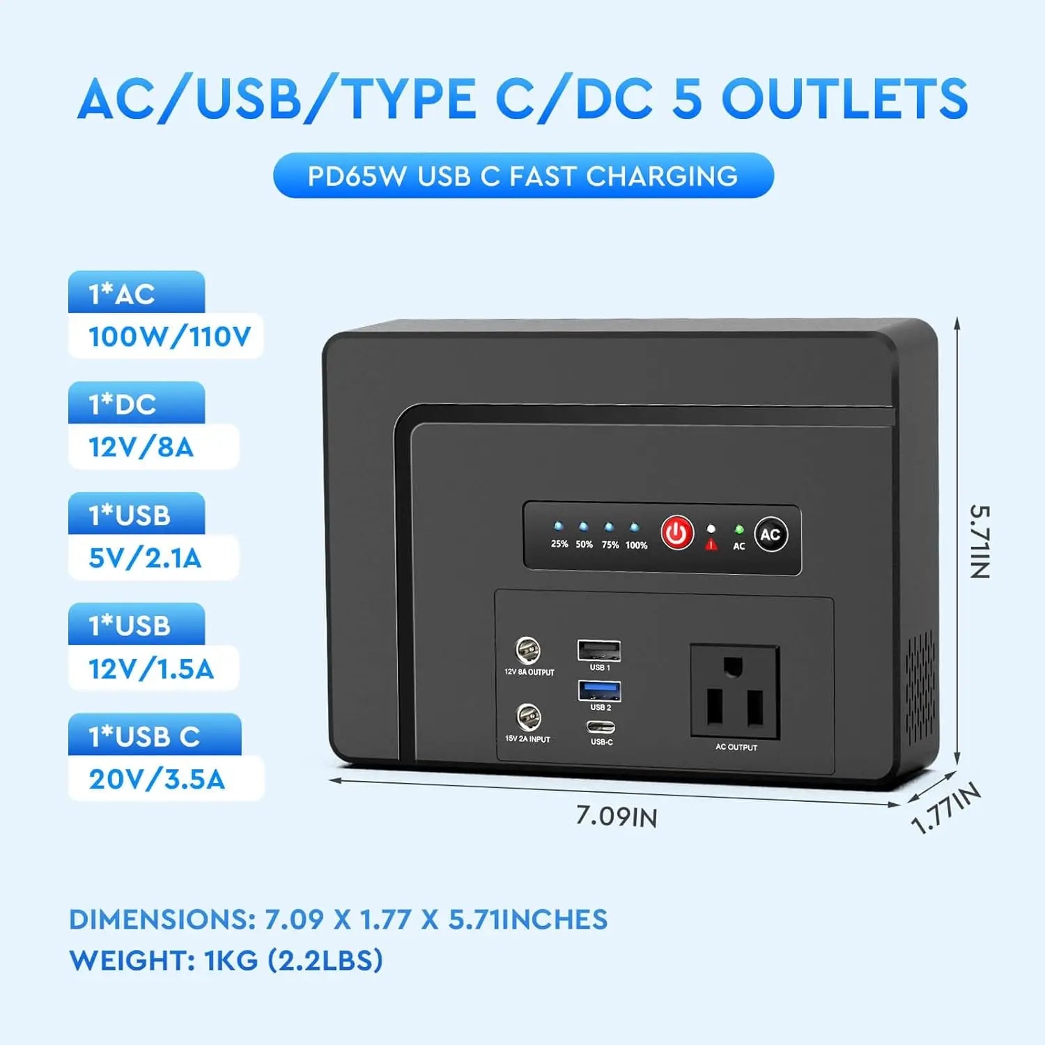 100W Solar Generator with Solar Panel 30W, 97Wh Portable Power Station Fast Charging Power Bank with Solar Charger for Camping