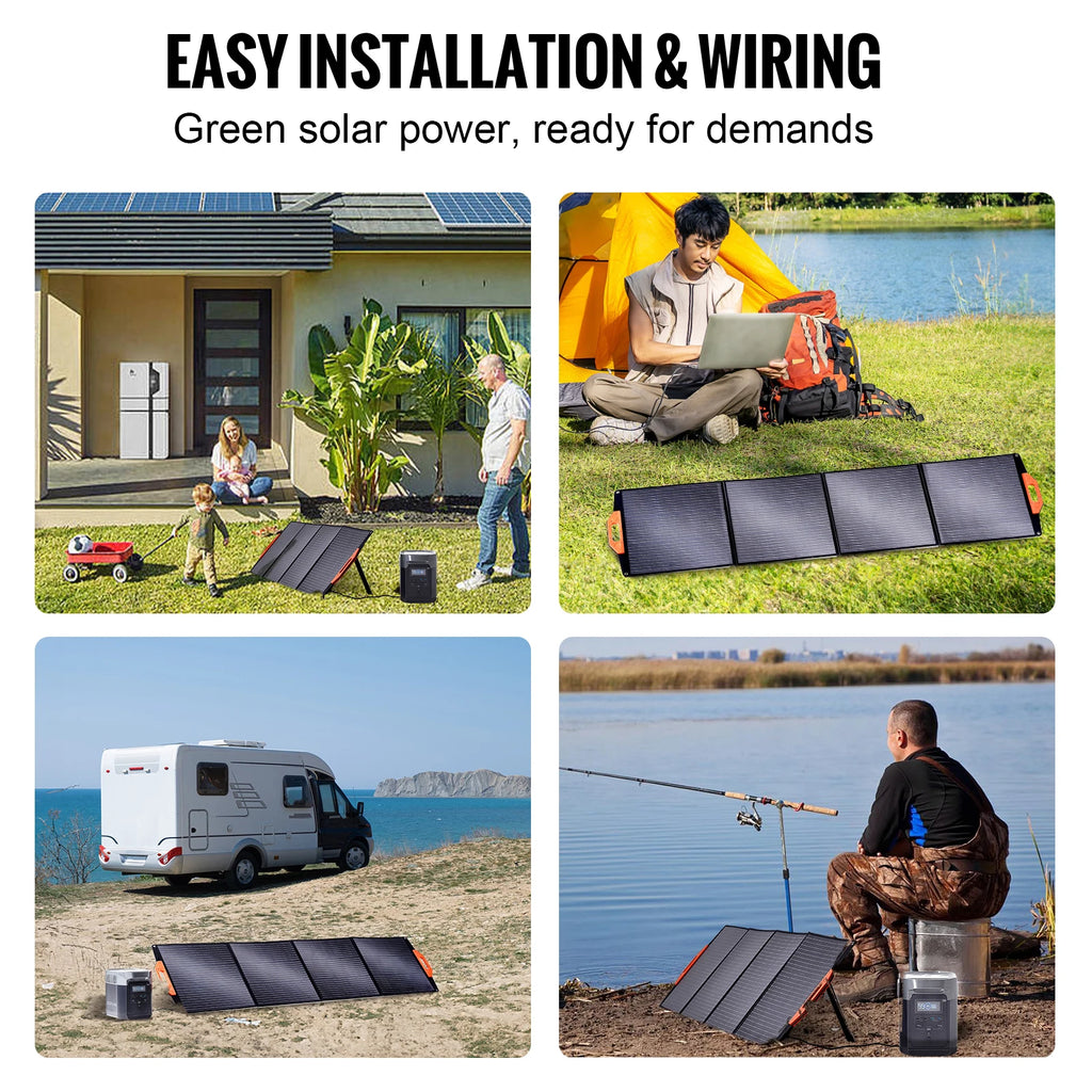 VEVOR Portable Monocrystalline Solar Panel Foldable ETFE Charger Efficiency Panel Waterproof for Power Stations Camping Hiking