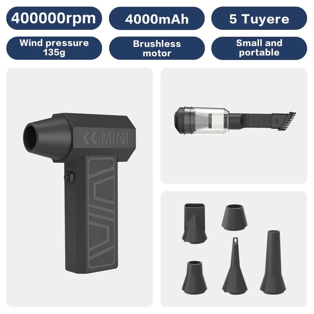 990000RPM Violent Fan Dust Blowing Brushless Ultra Turbo Fan Jet Battery Display High-Speed Handheld Powerful Blower Low Noise
