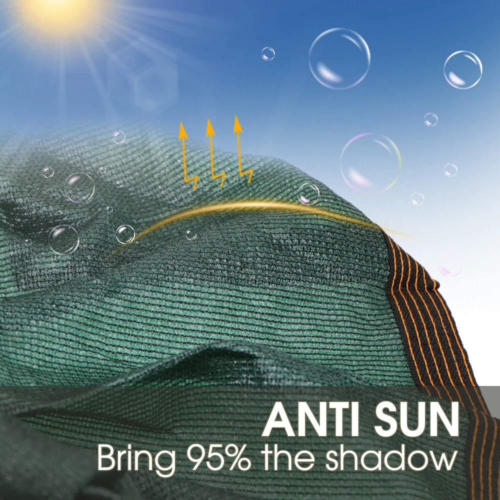 95% Shading Rate Dark Green Garden Shade Cloth w/Grommets Plant Cover Sun Shade Net Shade Fabric Cloth Patio Lawn Swimming Pool