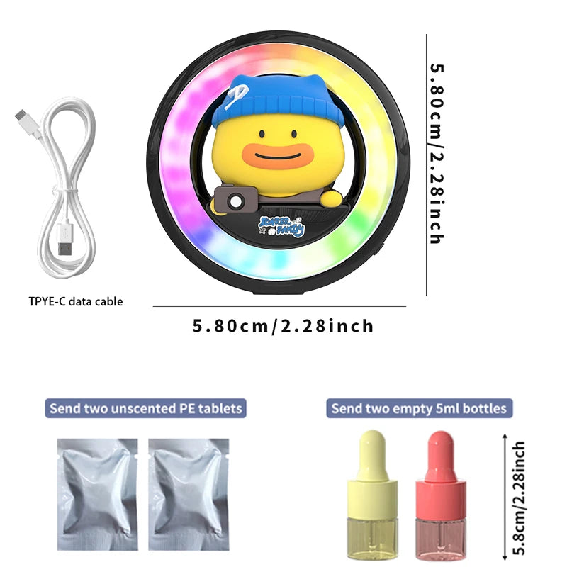 2025 new voice-activated RGB car air outlet aromatherapy car colorful music atmosphere lamp Type-C charging port