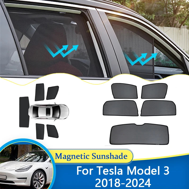 For Tesla Model 3 2018 2019 2020 2021 2022 2023 2024 Protection Shield Anti Sun Shade Visor Windshield Cover Magnetic Sunshade
