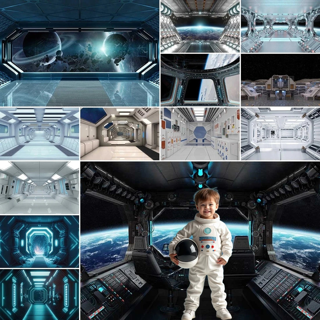 MOON.QG Baby Shower Boy Birthday Party Universe Cockpit Backgrounds for Photographs Spaceship Backdrop Photo Studio Photozone