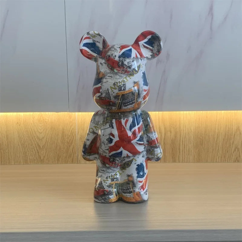 28cm Building Block Bear Statue DIY Creative Animal Sculpture Art Decor Unique Gift for Collectors  Kids Cool Desk Display Model
