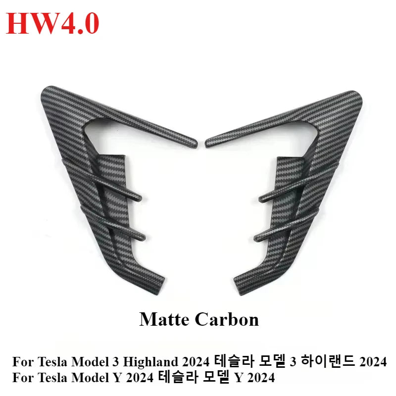 For Tesla Model Y Juniper Model 3 Highland Car Side Camera Protector Covers Carbon Fiber Flank Spoiler Wing Decorative Guards