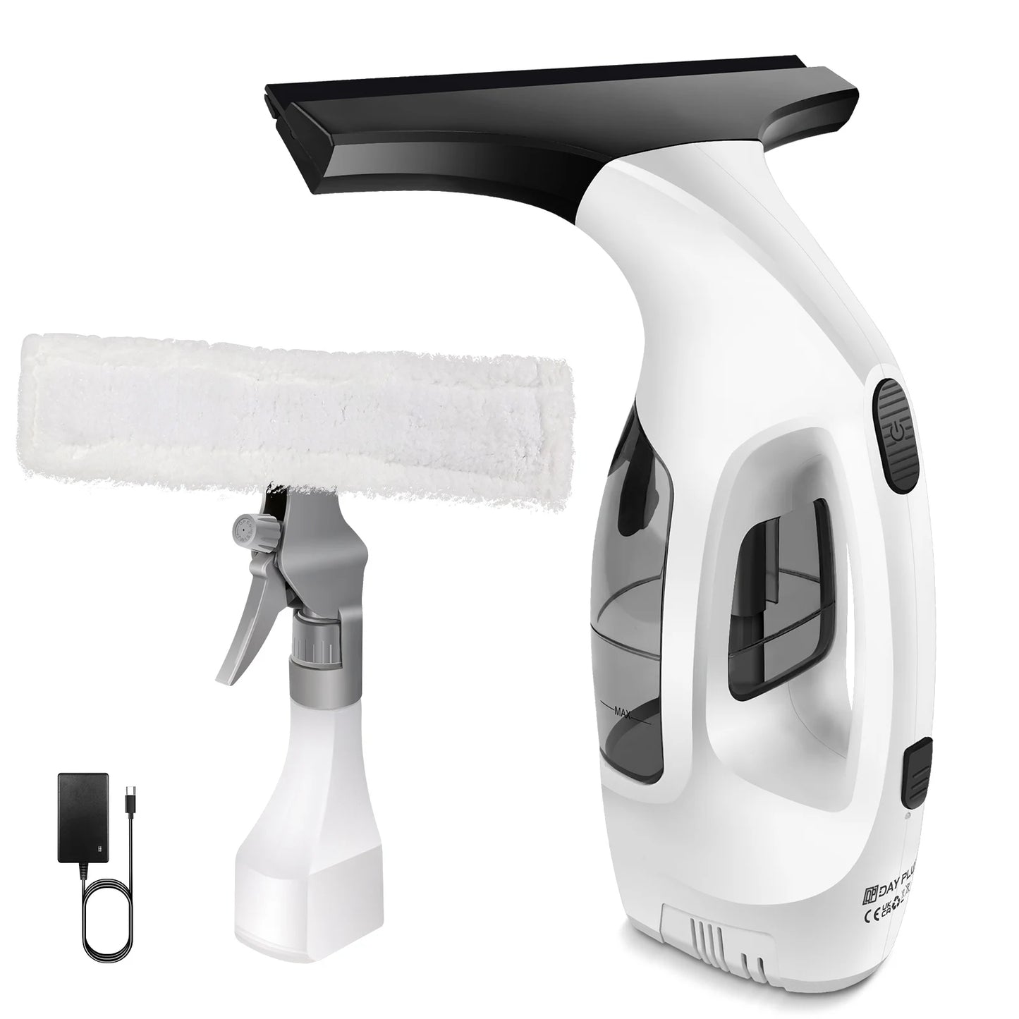 Cordless Window Vac Cleaner & Spray Bottle with Microfibre Cloth, Rechargeable Battery,for Windows, Tiles, Mirrors Cleaning