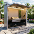 Customized Outdoor Kitchen Island Cabinet Stainless Steel Waterproof Custom Built In BBQ Grill Pizza Oven For Backyard Garden