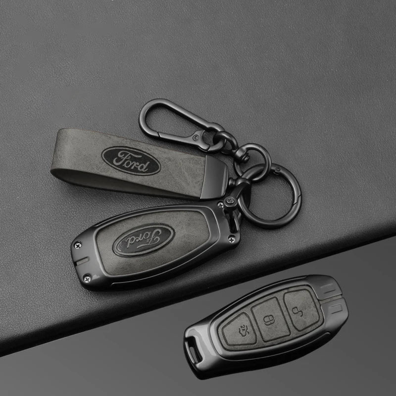 Leather Car Key Case Full Cover for Ford Focus 3 4 ST Mondeo MK3 MK4 Fiesta Fusion Kuga 2013 2014 2015 2017 Keychain Accessories