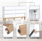 White Dresser for Bedroom 6 Drawer Double Dresser Chest of Drawers Large Storage Cabinet Wooden Dresser for Bedroom (White)