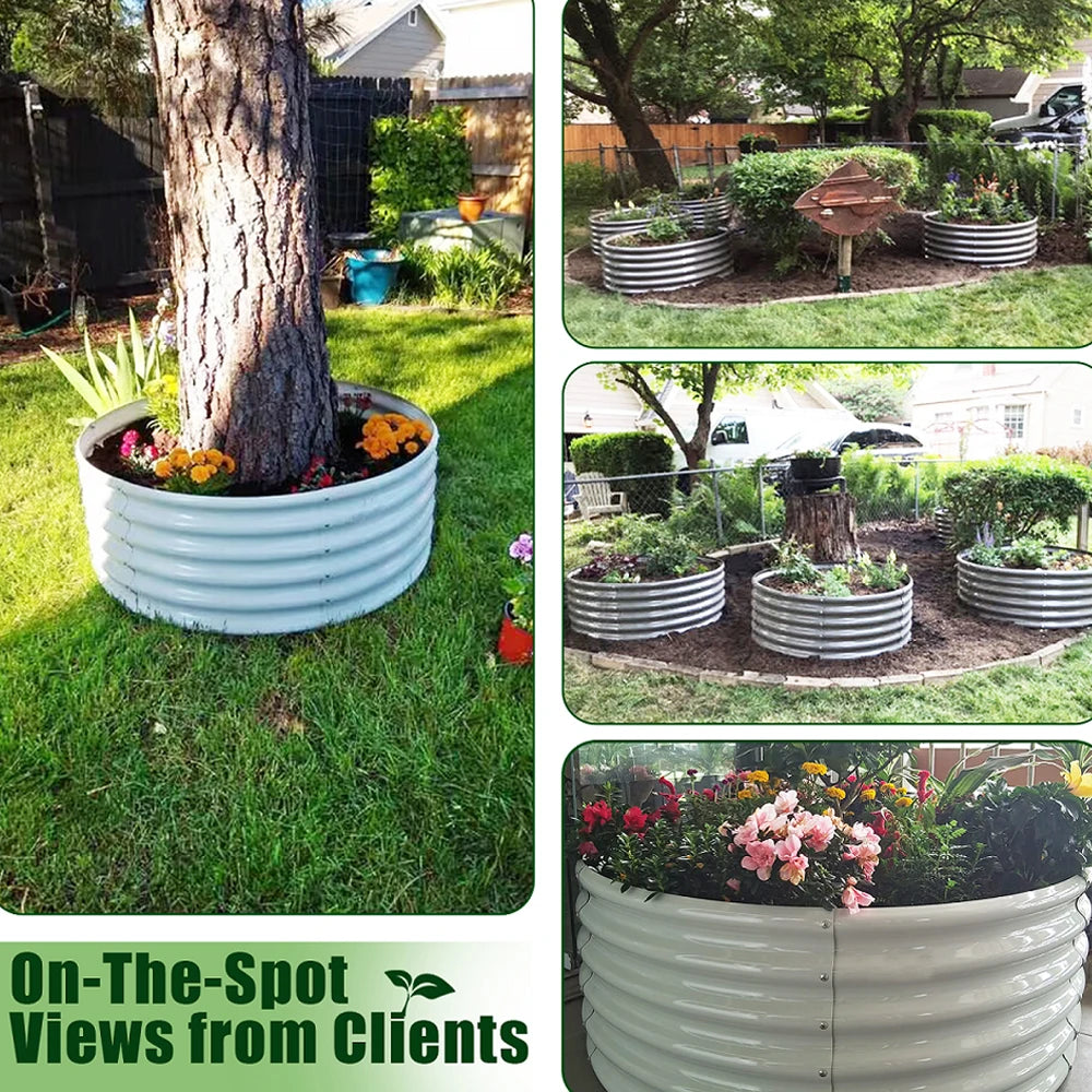 2-Pack 4ft x 18” Tall Galvanized Raised Garden Beds Outdoor, Round Metal Planter Box, Anti-Rust & Easy-Setup