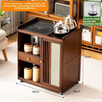 Mobile tea table Small tea table Kettle integrated tea cabinet Solid wood coffee table Tea cart Brewing tea table