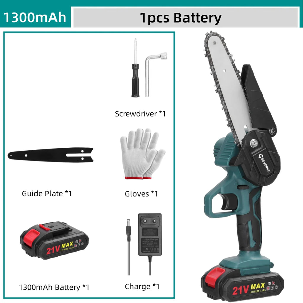 Geevorks 6 Inch Chain Saw Cordless Handheld Pruning Chainsaw Woodworking Electric Saw Cutting Power Tools