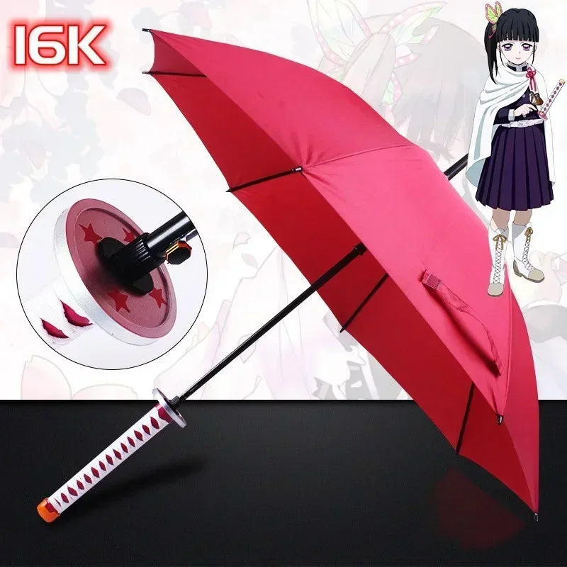 Demon Slayer Katana Anime Umbrella Ninja Long Parasol Kimetsu No Yaiba Tanjirou Cosplayer Samurai Sword Katana Handle Umbrellas