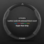 For Citroen C1 C2 C3 C4 C5 C6 VTS Xsara C-Crosser Berlingo Jumpy Carbon fiber Suede Car Steering Wheel Cover Auto Accessories