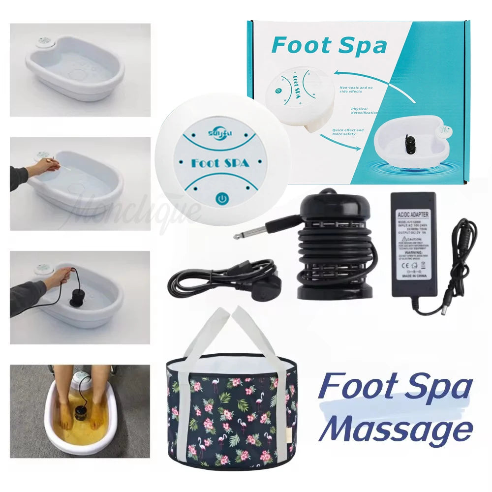 Ionic Detox Footspa Bath Machine With Basin Mini Foot Bath Detox Health Therapy Clean Vibration Arrays Aqua Promote Good Health