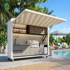 Outdoor BBQ Kitchen Pod with Patio Grill & Kitchen Island-Durable Waterproof for Backyard Cooking Entertaining Customized