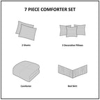 Embroidered 7 Piece Comforter Set Yellow Queen