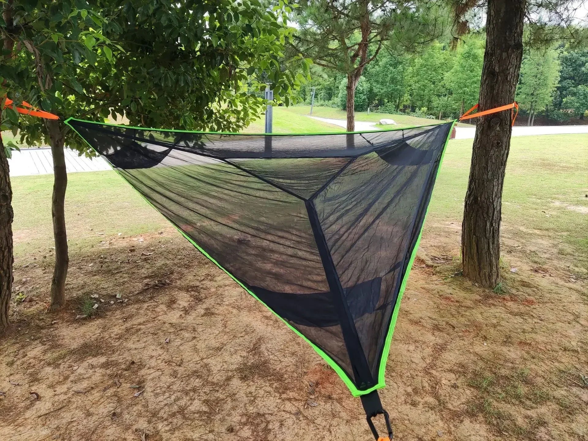 Portable Triangle Hammock 4Mx4Mx4M Multi Person Aerial Mat Convenient Outdoor Camping Sleep Hammock Portable Hanging Bed
