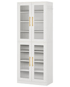 Tribesigns Tall Shoe Cabinet with Acrylic Doors and LED Lights, 8-Tier Entryway Shoe Storage Rack with Adjustable Shelves