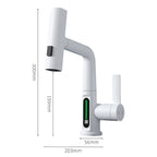 Smart Digital Display Basin Faucet 3 Function Pull Out Waterfall Spout Deck Mount Cold Hot Water Mixer Liftable Sink Crane Tap