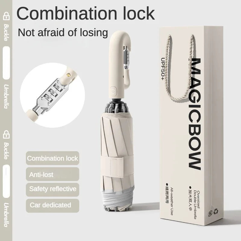 Fully Automatic Folding Password Lock Buckle Umbrella, Windproof, Enlarged Thick,Car Reverse Wind Resistant Umbrella Men Women