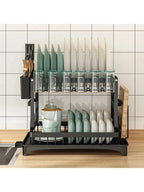 New Home Kitchen Dish Drain Rack Countertop Storage Rack with Cup Knife Holder Multifunctional Dishes Chopsticks Organizer