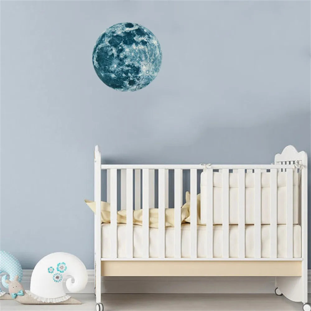 3d Sticker Large Moon The Wall In Fluorescent 20cm Dark Glow Removable Wall Stickers For Living Room DecoraçãO Para Casa