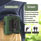 10000mAh Portable Waist Fan with Power Bank LED Lighting Hanging Neck