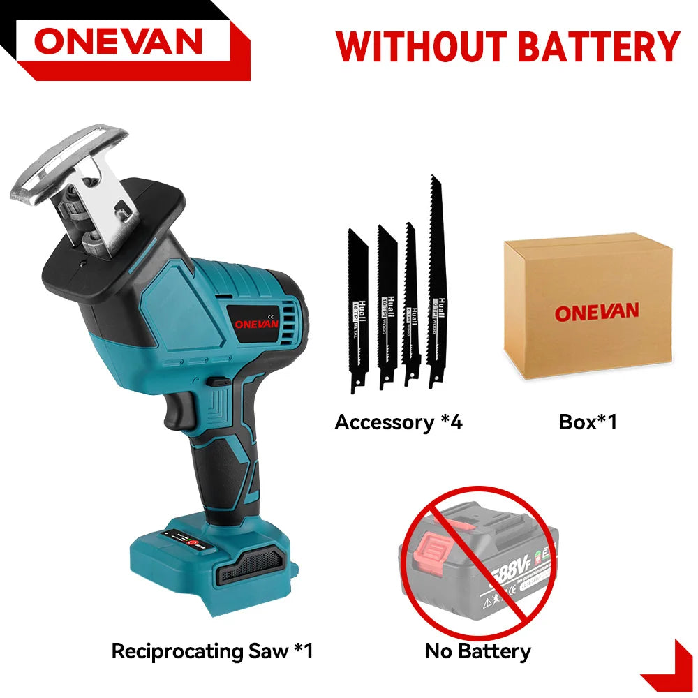 ONEVAN Brushless Cordless Electric Reciprocating Saw Electric Saw Variable Speed Metal Wood Cutter For Makita 18V Battery Pin
