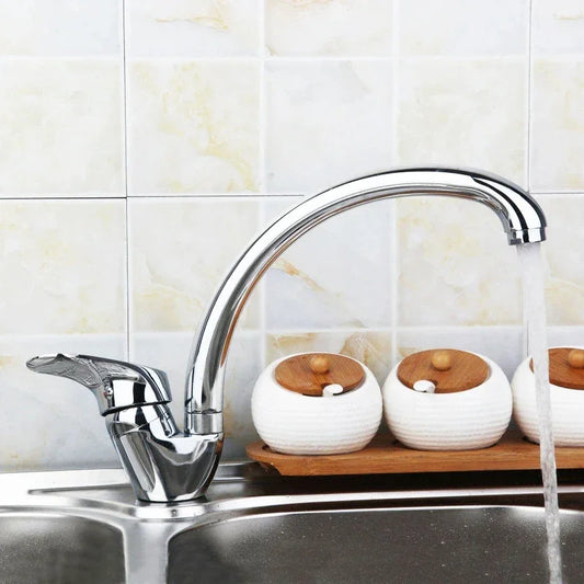 Kitchen Faucet 360° Rotation Household Kitchen Hot and Cold Tap Single Handle Deck Mounted Polished Basin Sink Mixer Tap