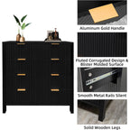 Fluted 4 Drawers Dresser Modern Chest of Drawers Wood Drawer Organizer with Waveform Fluted Panel for Bedroom Living Room