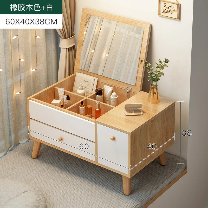 Dressing table Desk Small apartment ins style household bedroom Simple bay window Dresser Integrated cabinet Makeup table