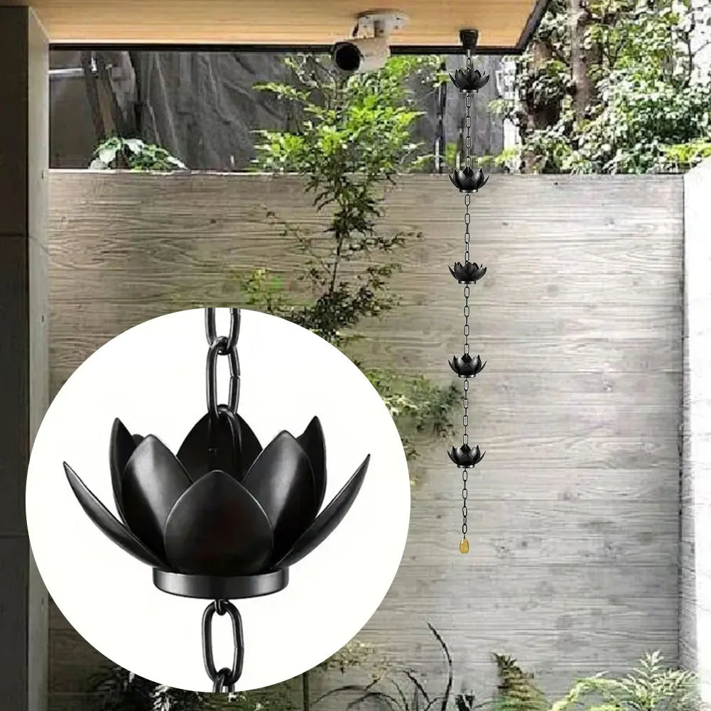Creative Birds On Cups Metal Rain Chain Lotus/Bird/Butterfly Rain Catcher For Gutter Roof Decoration Outdoor Decor Rain Chain