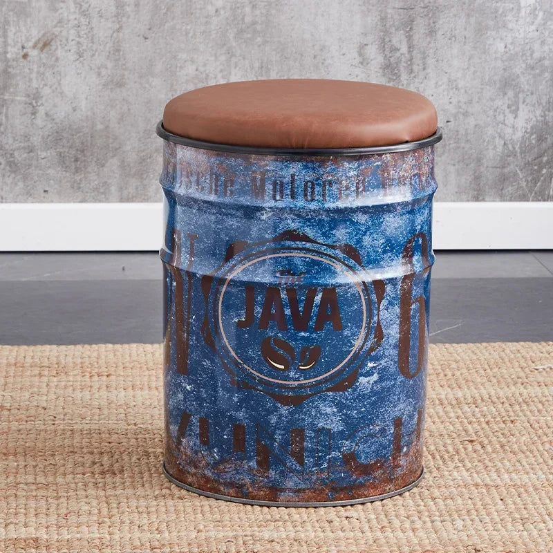 Paint Bucket Stool, Iron Art, Creative Storage Seat, Commercial Retro Low Stool, Bars, Shopping Malls Oil