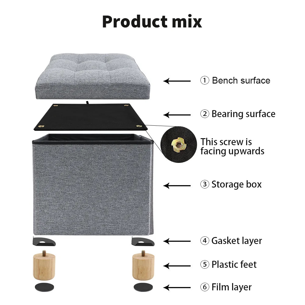 Folding Storage Trunk Footrest Stool Cube Bench Square Folding Stool Polyester Stool Storage Boxes for Bedroom Entrance Store