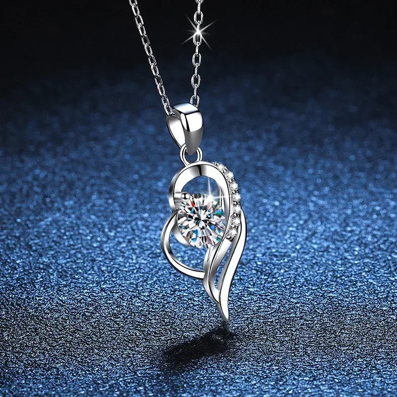 Luxury GRA Certified 1 Carat Moissanite Pendant Necklace for Women Party 925 Sterling Silver Diamond Chain Necklaces