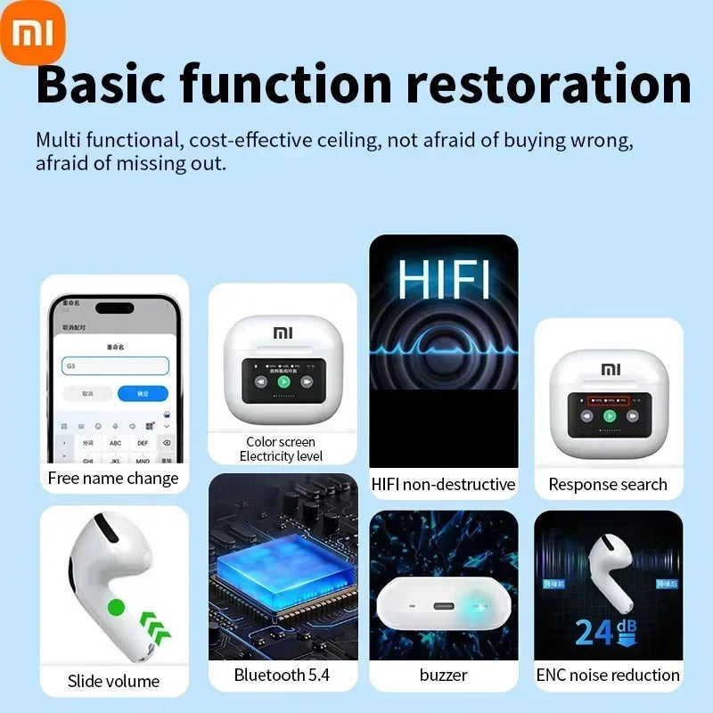 Xiaomi A10 Pro equipped with touch screen control, Bluetooth 5.3 noise cancelling headphones, microphone for clear communication