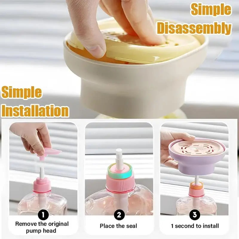 Kitchen Dishwashing Soap Dispenser Bottle Sink Detergent Foaming Box Scouring Pad Brush Storage Dispenser Presser