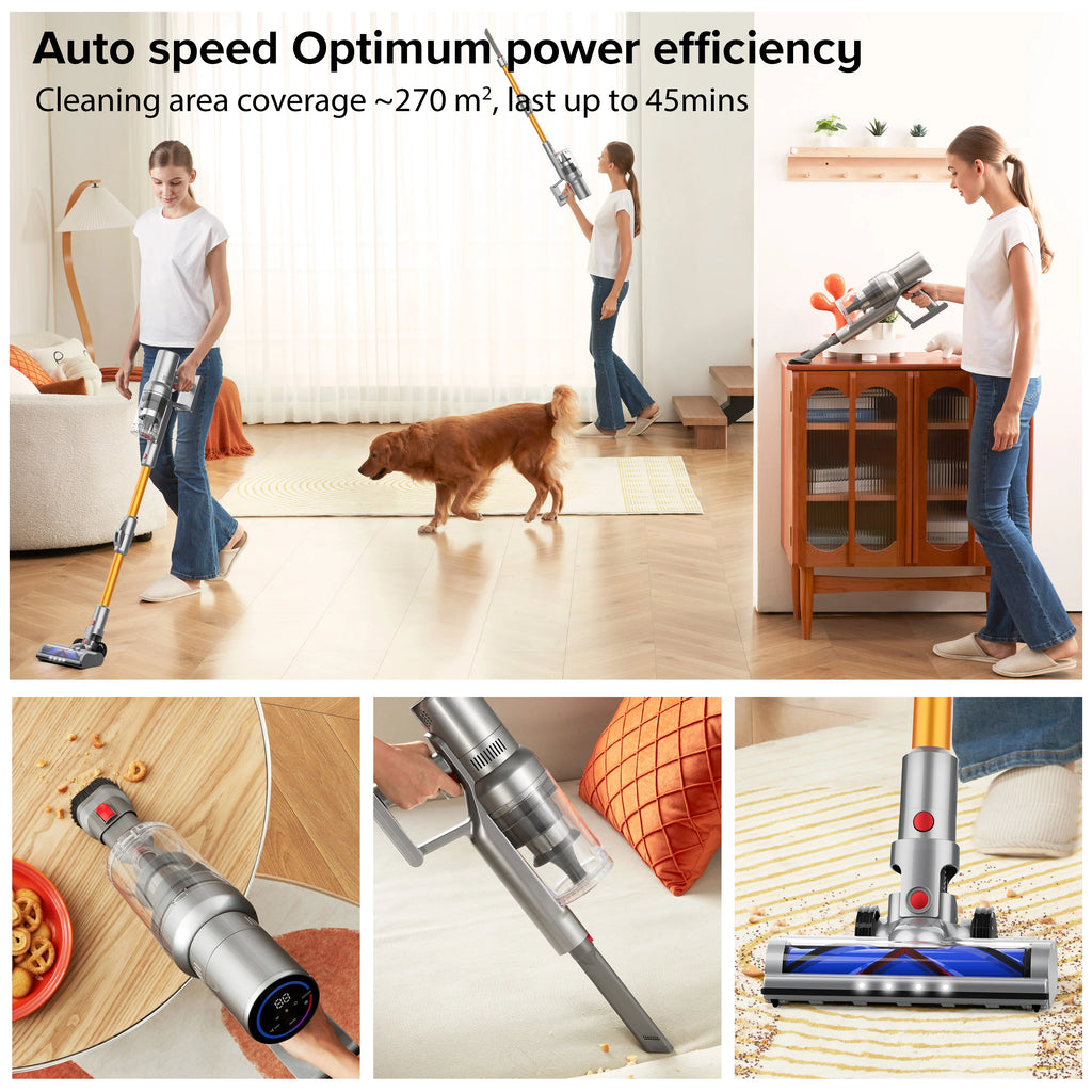 Tinsol VC101 27000PA Cordless Handheld Vacuum Cleaner Touch Screen Smart Dust Sensor Auto Speed Control for Home Bed Carpet Clea