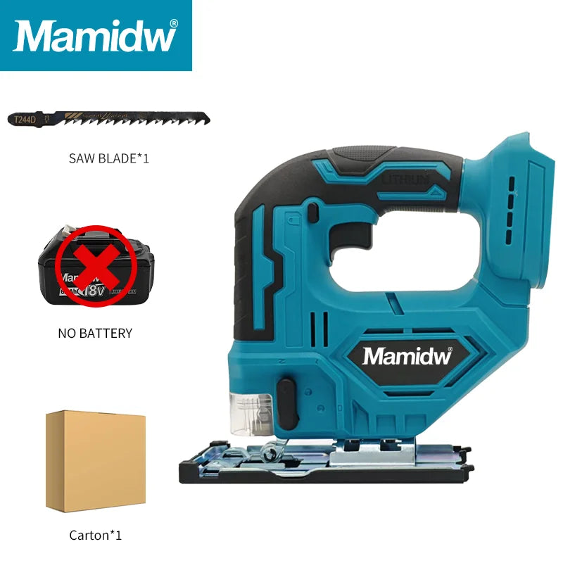 Mamidw Brushless 340W Jigsaw Electric Jig with Saw Blade Cordless Barrel Handle Jigsaw For Makita 18V Battery Pin