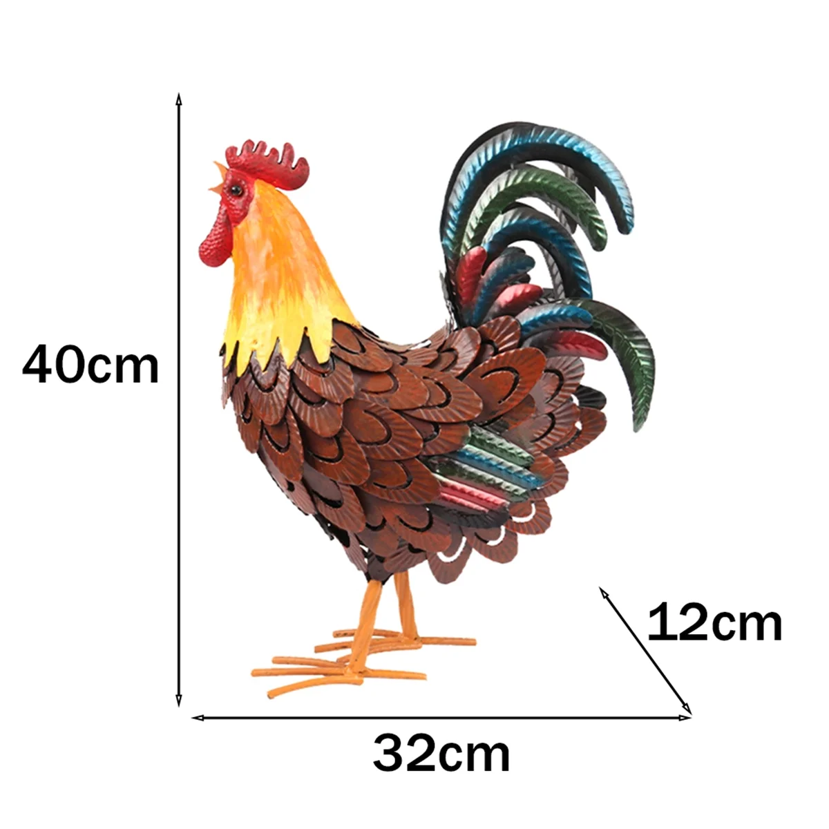 Metal Rooster Decor,Yard Chicken Decor,Outdoor Garden Statues, Chicken Sculpture for Backyard Decor & Lawn Ornaments