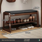 Modern Solid Wood Shoe Bench Entryway Multilayers Storage Stool Luxury Design for Hallway Bedroom Wide and Comfortable