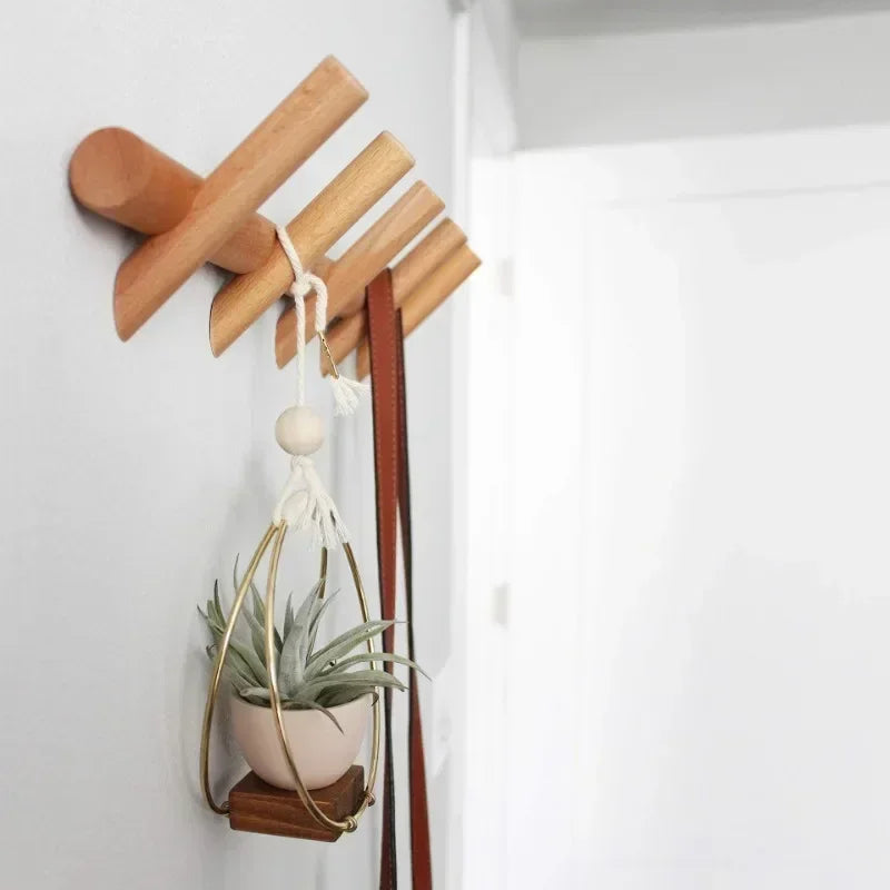 Storage Solid Wood Coat Rack Wall Mounted Assembly Coat Rack Coat Key Storage Hanger Corridor Entrance Decoration 5 Hooks