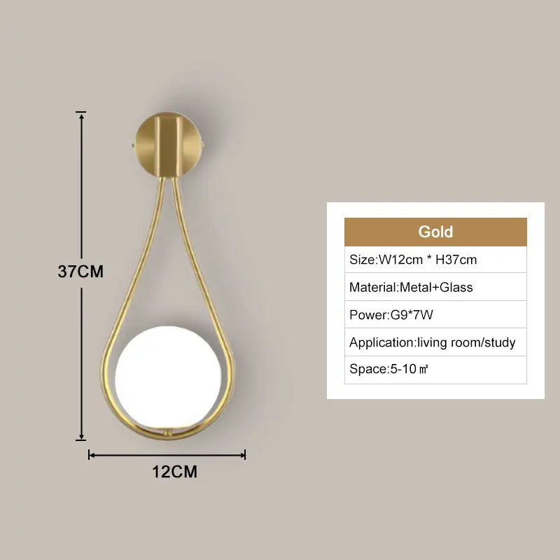 Interior LED Wall Lamps Wall Lighs with G9 Bulb Frosted Glass Ball Black Gold Bedroom LED Wall Sconce for Home Luminuaire Lamp