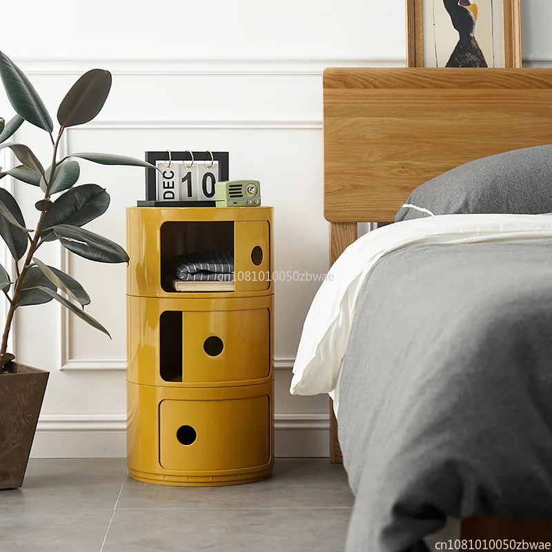 Nightstands Modular Bedside Table Round Large-capacity Storage Bedside Small Cabinet Bedroom Simple Storage Narrow Side Cabinet