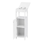 32x99x30cm White Bathroom Cabinet 4 Levels with Door Adjustable Shelf Standing Corner Cabinet for Living Room Hallway