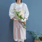 Stain-resistant Cotton Linen Cross-back Kitchen Apron With Pocket Plain Women's Pinafore For Cooking Cleaning Gardening Baking